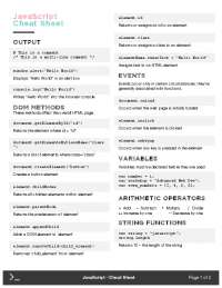 JavaScript Cheat Sheet: Essential Syntax, DOM Methods, and Programming Concepts
