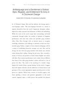 Language & Power in A Clockwork Orange: Nadsat's Role in Teen Gang Hierarchy