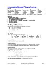 Intermediate Microsoft Excel: Practice 1 | Study Guides, Projects ...