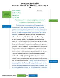 SAMPLE STUDENT ESSAY LITERARY ANALYSIS WITH ...