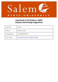 CASE STUDY OF TATA MOTORS: SWOT ANALYSIS ...