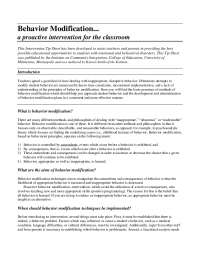 Behavior Modification... | Summaries Functional Analysis | Docsity