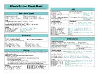 Python Cheat Sheet: Data Types, Lists, Dictionaries, Control Flow