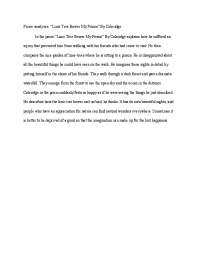 Poem analysis “​Lime Tree Bower My Prison” By Coleridge