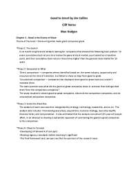 Good to Great by Jim Collins Cliff Notes Max Hodgen
