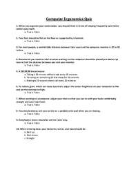 Computer Ergonomics Quiz