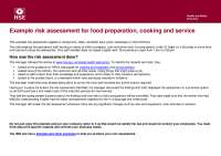 Example risk assessment for food preparation, cooking ...