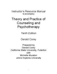 Instructor's Resource Manual for Theory and Practice of Counseling and Psychotherapy
