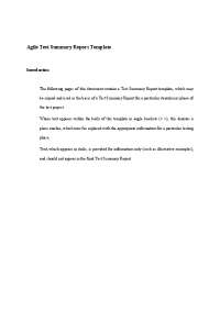 Agile Test Summary Report Template