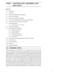 UNIT 1 COUNSELLING THEORIES AND PRACTICE