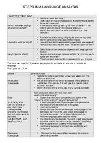 Steps in a Language Analysis