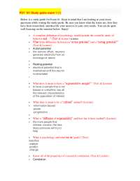 PSY 101 Exam 1 Study Guide: Key Concepts and Terms
