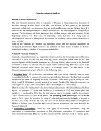 Financial Statement Analysis | Study notes Financial Management | Docsity