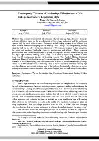 Effectiveness of the College Instructor's Leadership Style