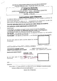 Examen du second partiel de biophysique