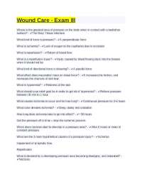 Wound Care - Exam III Questions and ANSWERS - Docsity