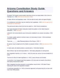Arizona Constitution Study Guide Questions and Answers. - Docsity