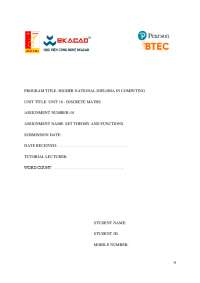 Assignment 01 - Discrete Maths BTEC