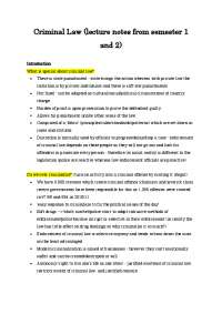 Criminal Law (lecture notes from semester 1 and 2) | Lecture notes ...
