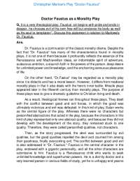 Doctor Faustus as a Morality Play
