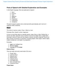 Unique and Complete Notes on Parts of Speech with Detailed Explanation