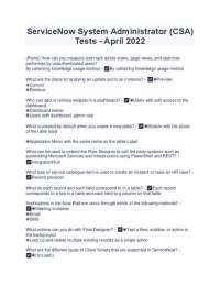 ServiceNow System Administrator (CSA) Tests - April 2025/2026