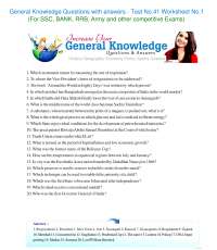 General Knowledge Questions with answers - Test No. 41 for all types of competitive exams.