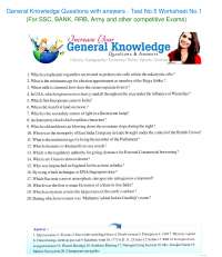 General Knowledge Questions with answers test 5 for all types of competitive exams.