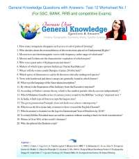 General Knowledge Questions Test No.12