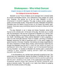 Shakespeare's Macbeth: Who Killed Duncan