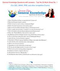 General Knowledge Questions with answers - Test 33 for all types of competitive exams.