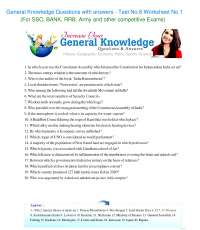 General Knowledge Questions test 8 for SSC, BANK, RRB, and all competitive Exams