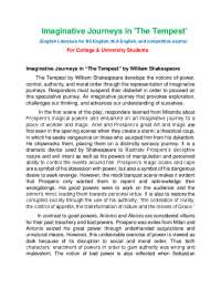 Imaginative Journeys in 'The Tempest'  (English Literature)