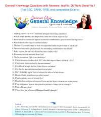 General Knowledge Questions with answers- Test  No.26 for all types of competitive exams.