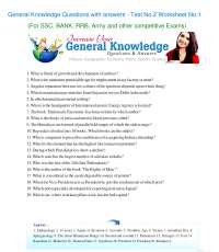 General Knowledge Objective Questions with answers Test 2 for all types of competitive exa