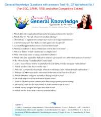 GK General Knowledge Questions with answers Test No. 22 for SSC, BANK and RRB Exams