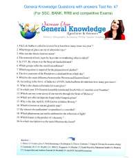 General Knowledge Questions with answers - test 47 for all types of competitive exams