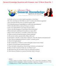 General Knowledge Questions Test No. 10 for SSC, BANK, RRB, and all competitive Exams
