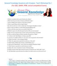 General Knowledge Questions with answers test 6 for SSC, BANK, RRB, and all competitive E