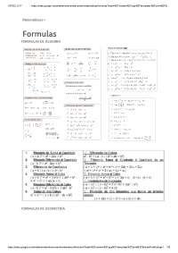 Formulas de Matemáticas: Álgebra, Geometría y Cálculo Differential - Prof. Muñoz