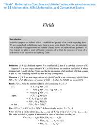 Fields - Mathematics Complete and detailed notes with solved exercises for BS and MSc Math