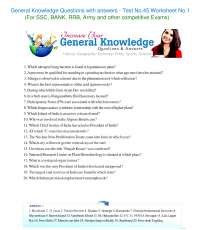 General Knowledge Questions with answers -test 45 for all types of competitive Exams
