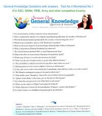 Objective test 4 with answers General Knowledge Questions  for all types of comp Exams Pdf