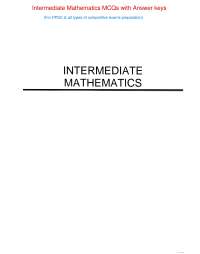 Intermediate Mathematics MCQs with Answer keys For PPSC & all types of competitive exams p