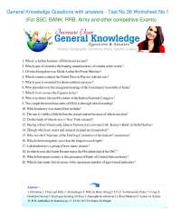 General Knowledge Questions with answers test 36 for all types of competitive Exams