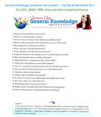 General Knowledge Questions with answers -test 49 for all types of competitive Exams