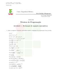 Técnicas de Programação: Avaliação de Equações Matemáticas em Engenharia Elétrica