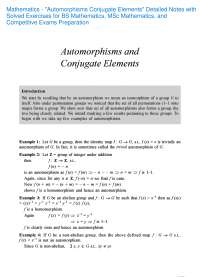 Mathematics - Automorphisms Conjugate Elements Detailed Notes with Solved Exercises