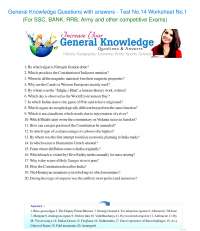 General Knowledge Questions with answers Test 14 for all types of competitive exams.