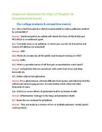 Important Questions for Class 12 Chapter 16 -  Environmental Issues